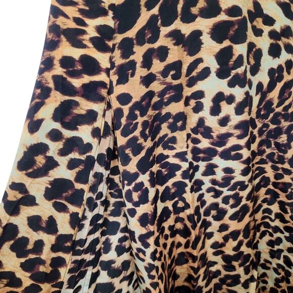 we are Leone Leopard Wrap Dress Size XS/Small Long Sleeve Maxi NWT 100% Silk - Picture 5 of 11